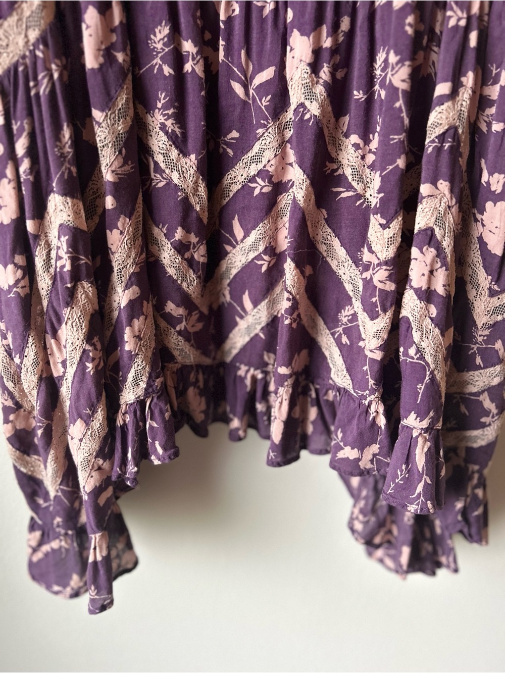 INTIMATELY by Free People Purple Floral Lace Handkerchief Hem Tunic Top - Picture 5 of 10